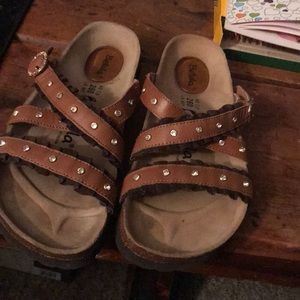 Birkenstock Betula style sandals brown with gems